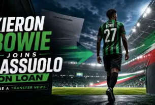Kieron Bowie Joins Serie A Club Sassuolo on Loan