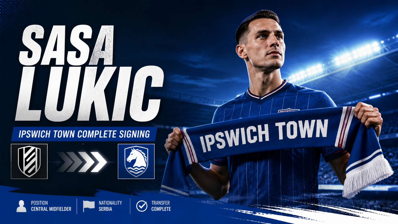 Sasa Lukic: Ipswich Town Complete Signing of Fulham Midfielder