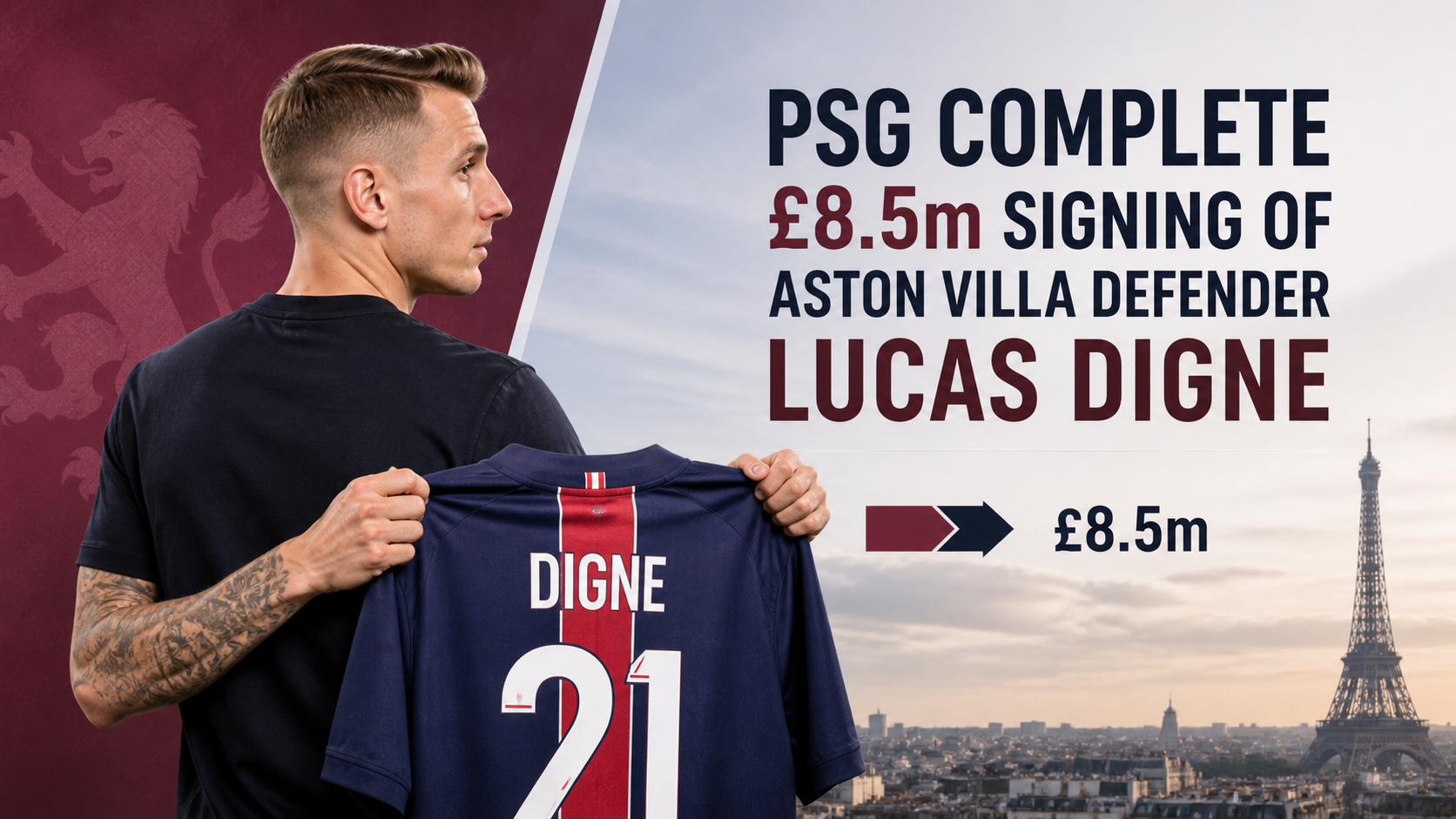 PSG Complete £8.5m Signing of Aston Villa Defender Lucas Digne