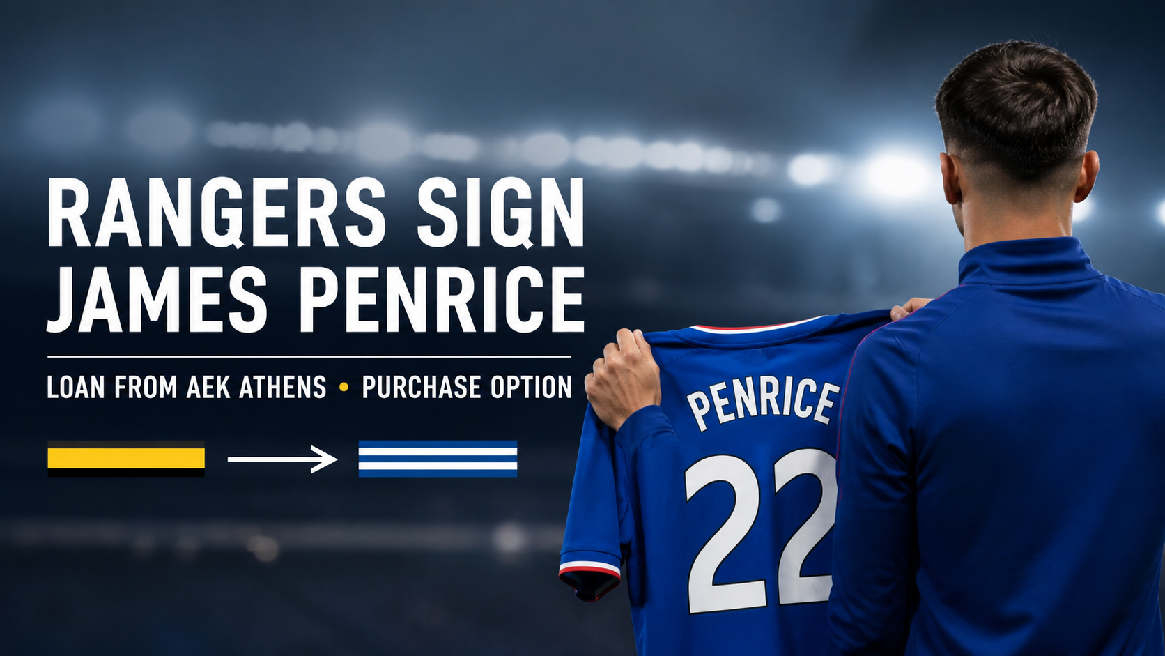 Rangers Sign James Penrice on Loan from AEK Athens with Purchase Option