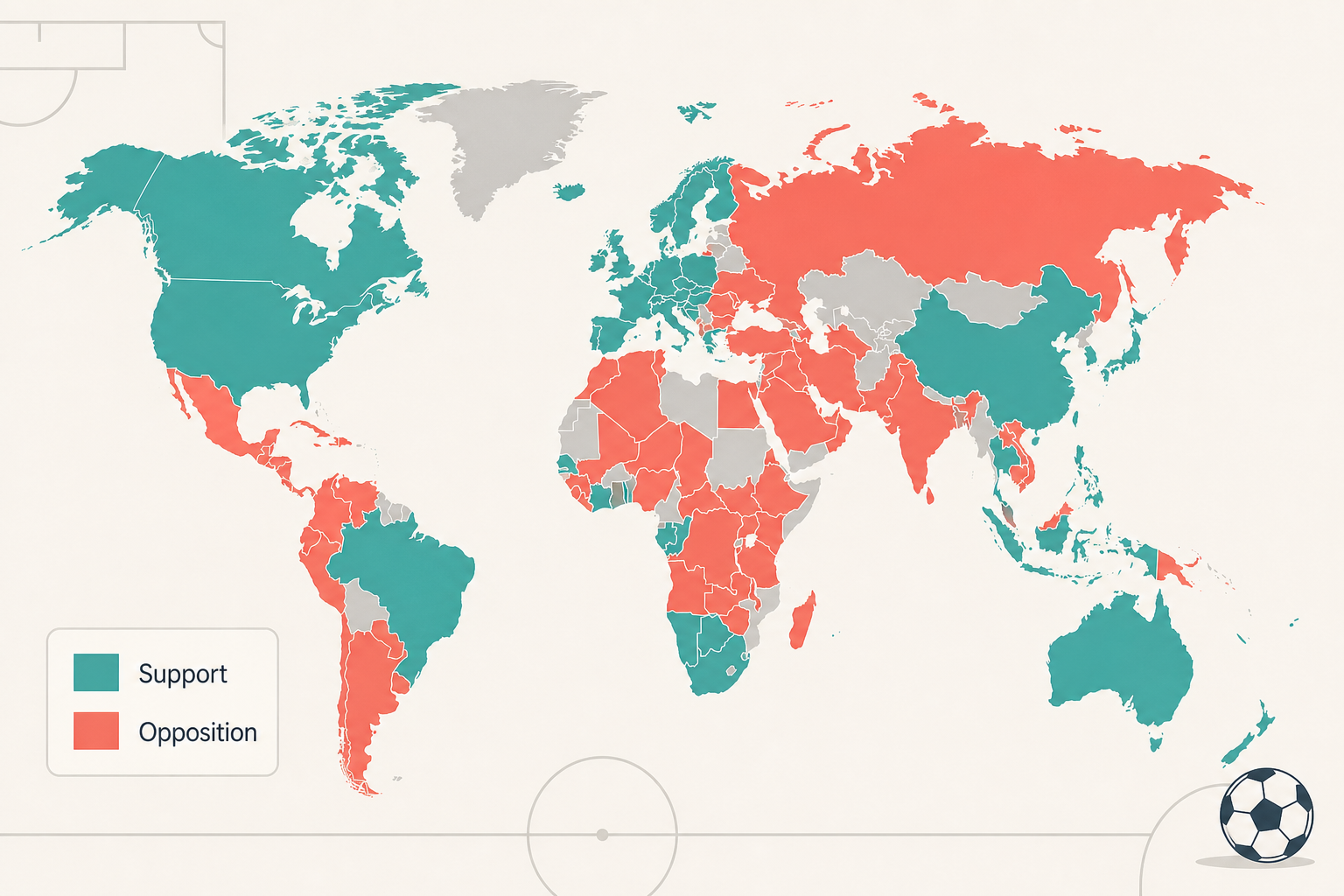 Map Reveals Global Support and Opposition to FIFA President Gianni Infantino