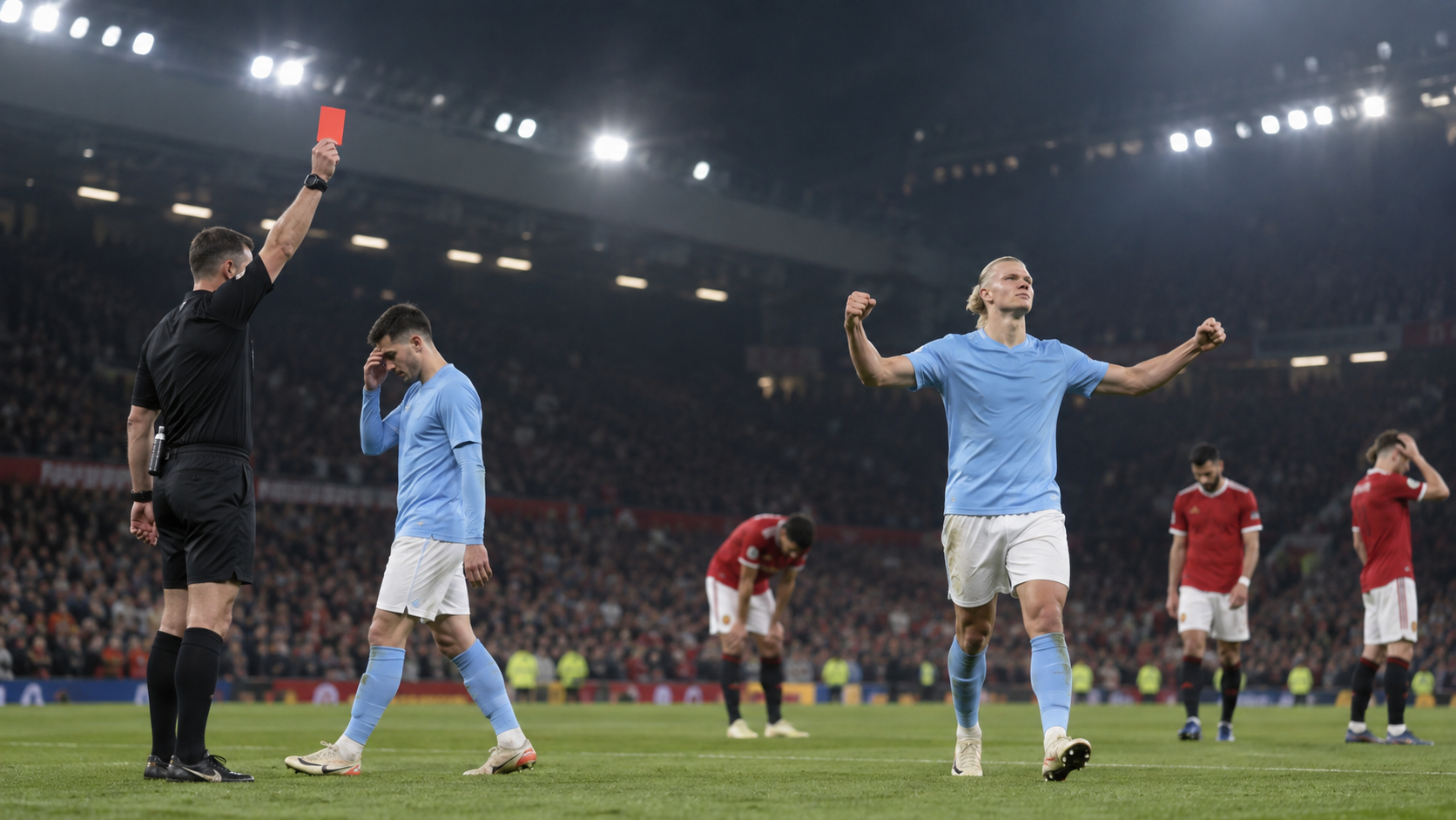 Phil Foden Sent Off as Erling Haaland Nets Winner - Manchester United vs City Player Ratings