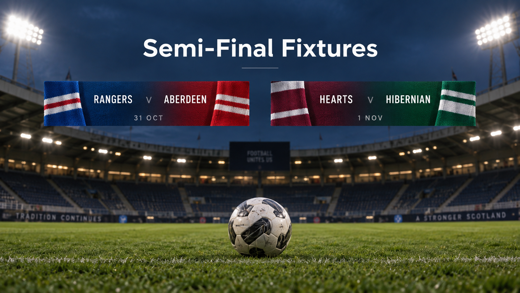 Rangers-Aberdeen Semi-Final Set for 31 October, Hearts-Hibernian Clash on 1 November